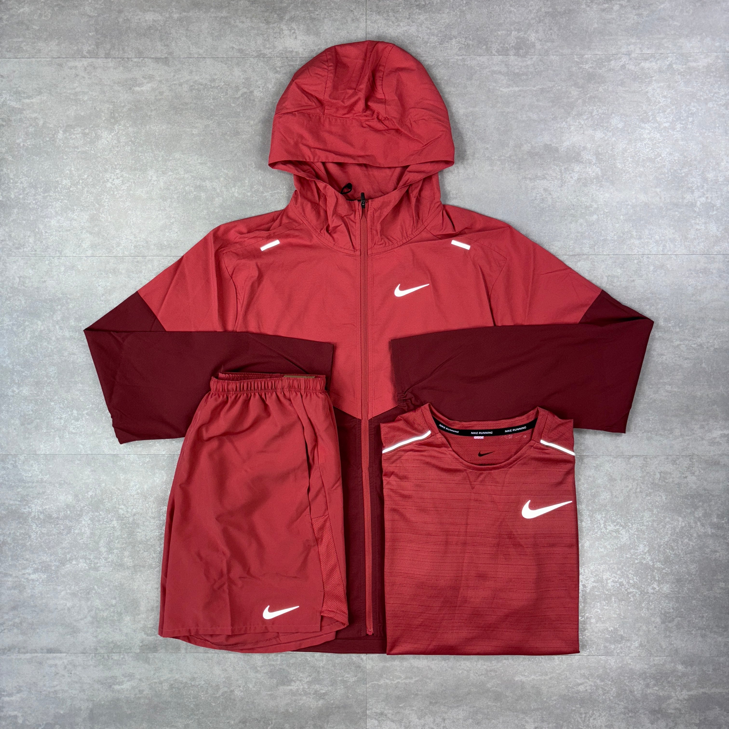 Nike Adobe Red UV Windbreaker & 7” Challenger Shorts Set