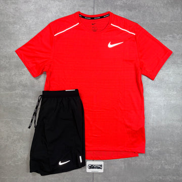 Nike Miler 1.0 Crimson Red & Black Flex Strides Shorts Set