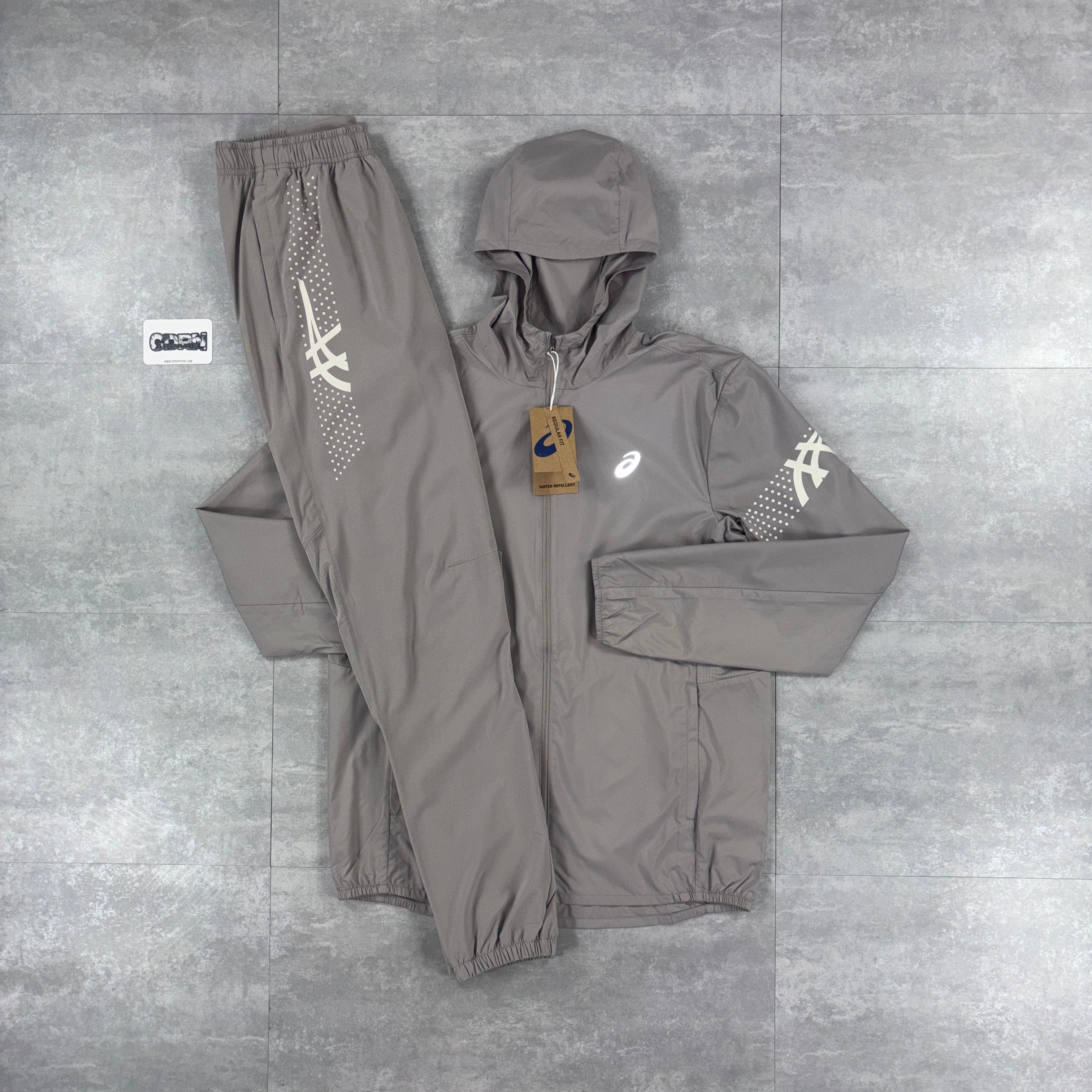 Asics Icon Windbreaker Jacket Moonrock & Moonrock Asics Icon Pants Set