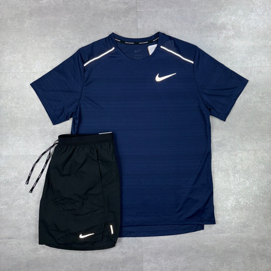 Nike Miler 1.0 Navy Blue & Black Flex Strides Shorts Set