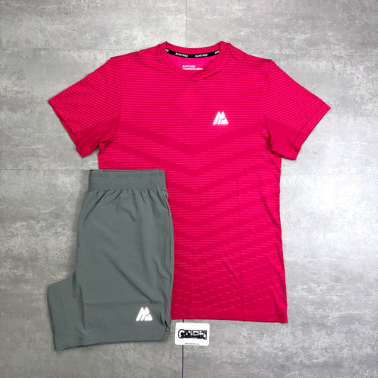 Montirex Hot Pink Seamless T-Shirt & Grey Fly 2.0 Shorts Set