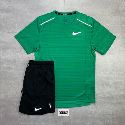 Nike Miler 1.0 Emerald Green & Black Flex Strides Shorts Set
