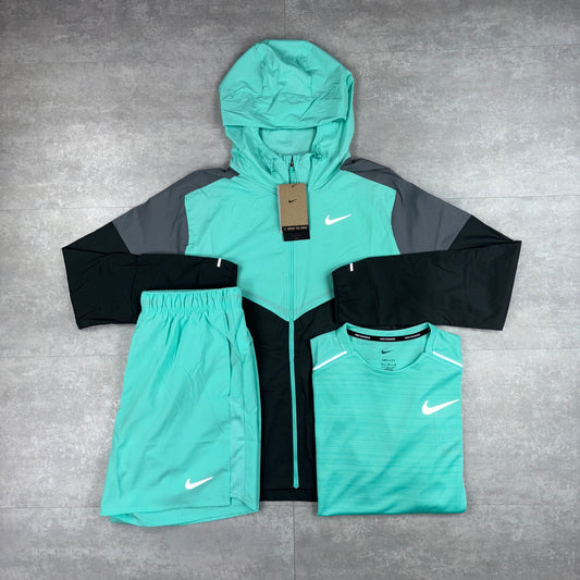 Nike Mint Green UV Windbreaker, Mint Miler 1.0 & Challenger Shorts Set