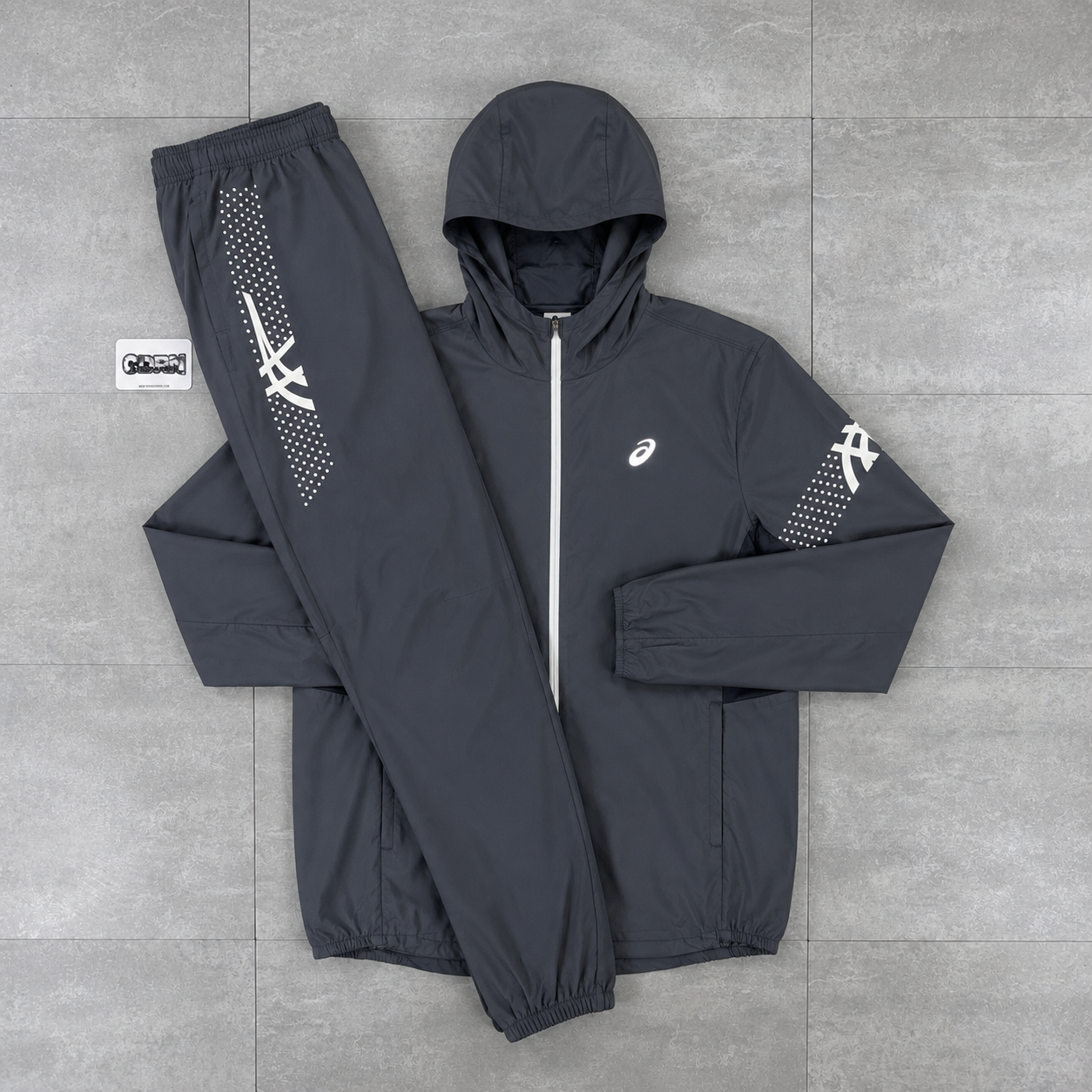 Asics Icon Windbreaker Jacket Carrier Grey & Carrier Grey Asics Icon Pants Set