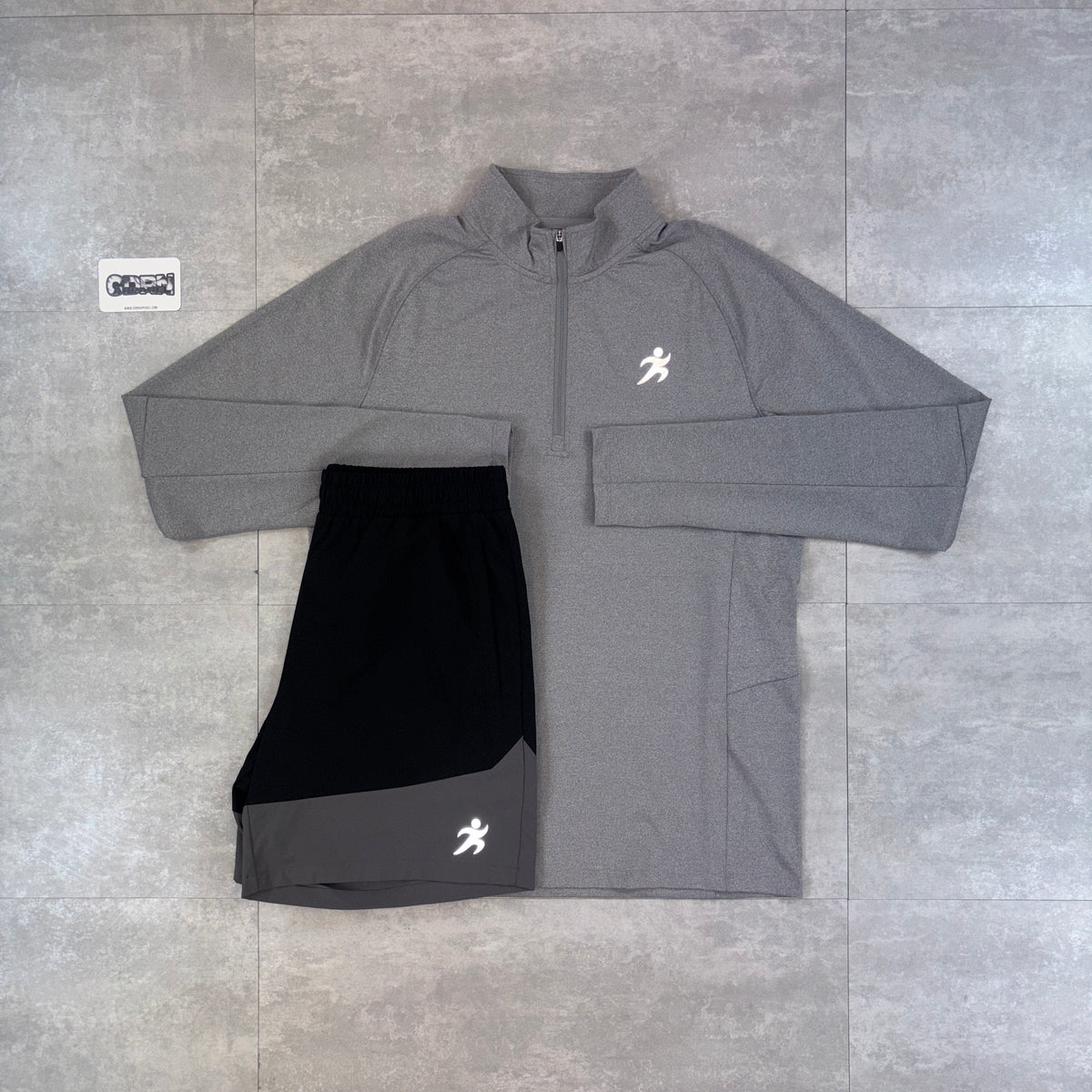 Trivo 1/4 Zip Heather Grey & Black / Grey Trivo Two Tone Shorts Set