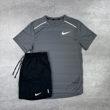 Nike Miler 1.0 Smoke Grey & Black Flex Strides Shorts Set