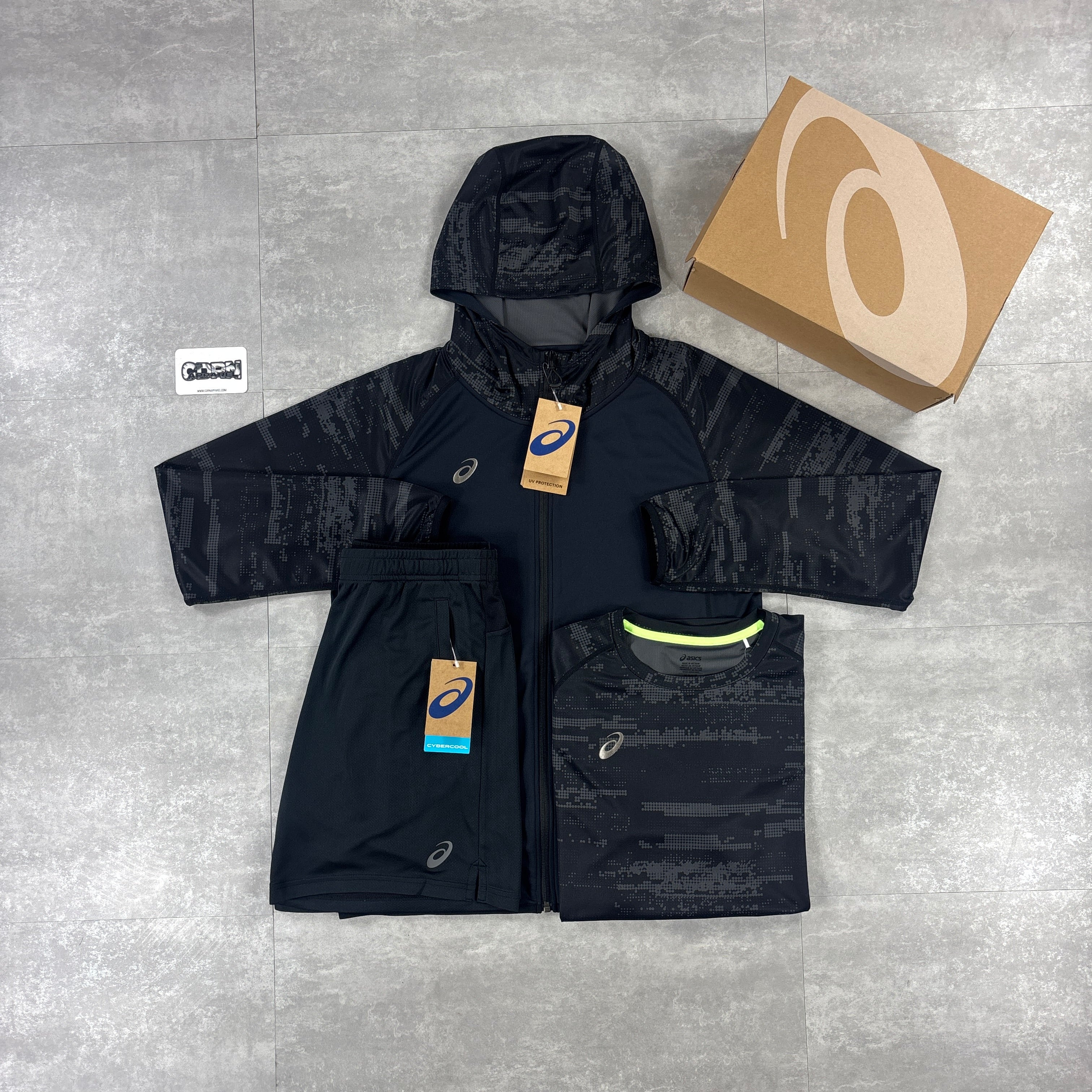 Asics Waterproof Digital Windrunner Black Bundle
