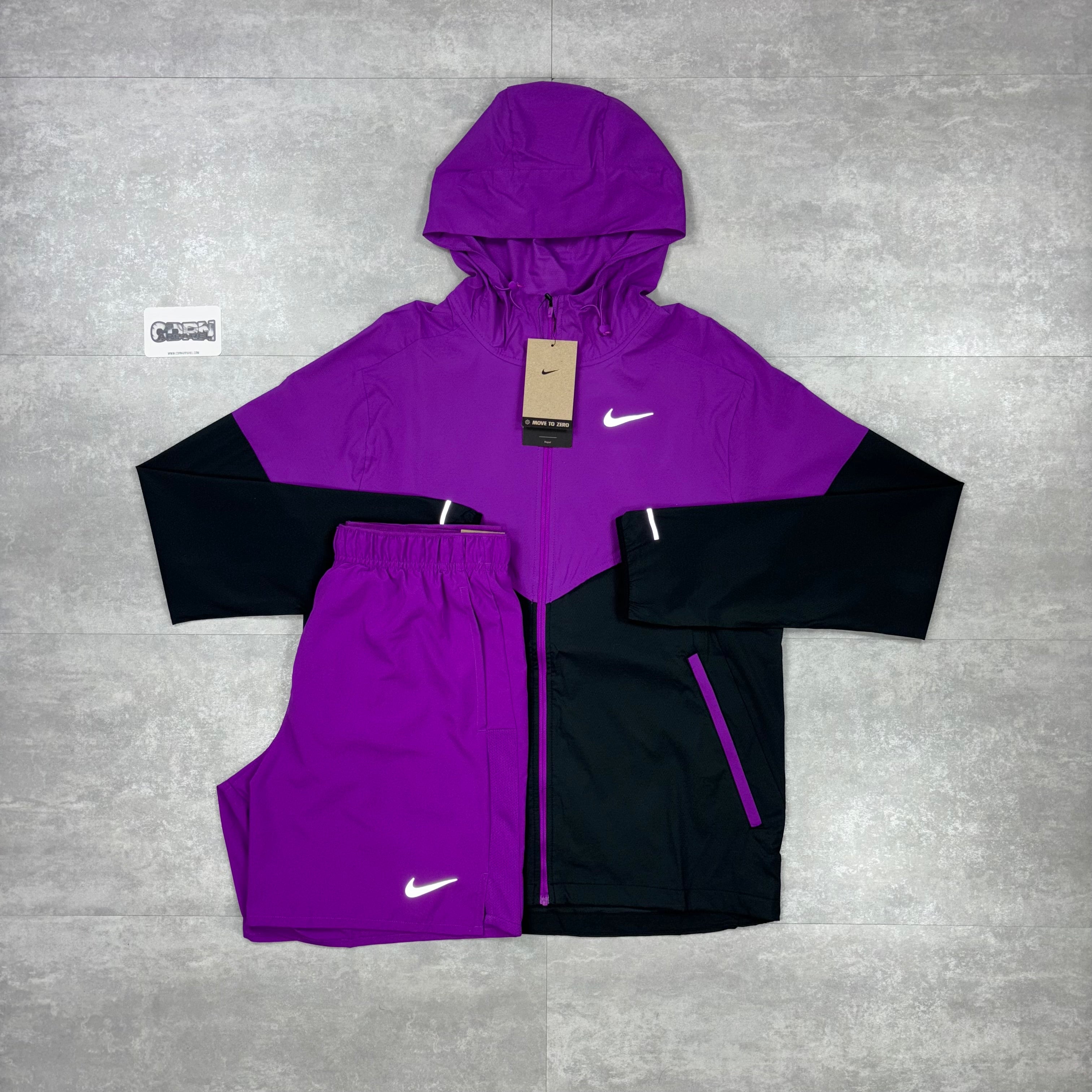 Nike Vivid Purple UV Windbreaker & Vivid Purple Challenger Shorts Seti