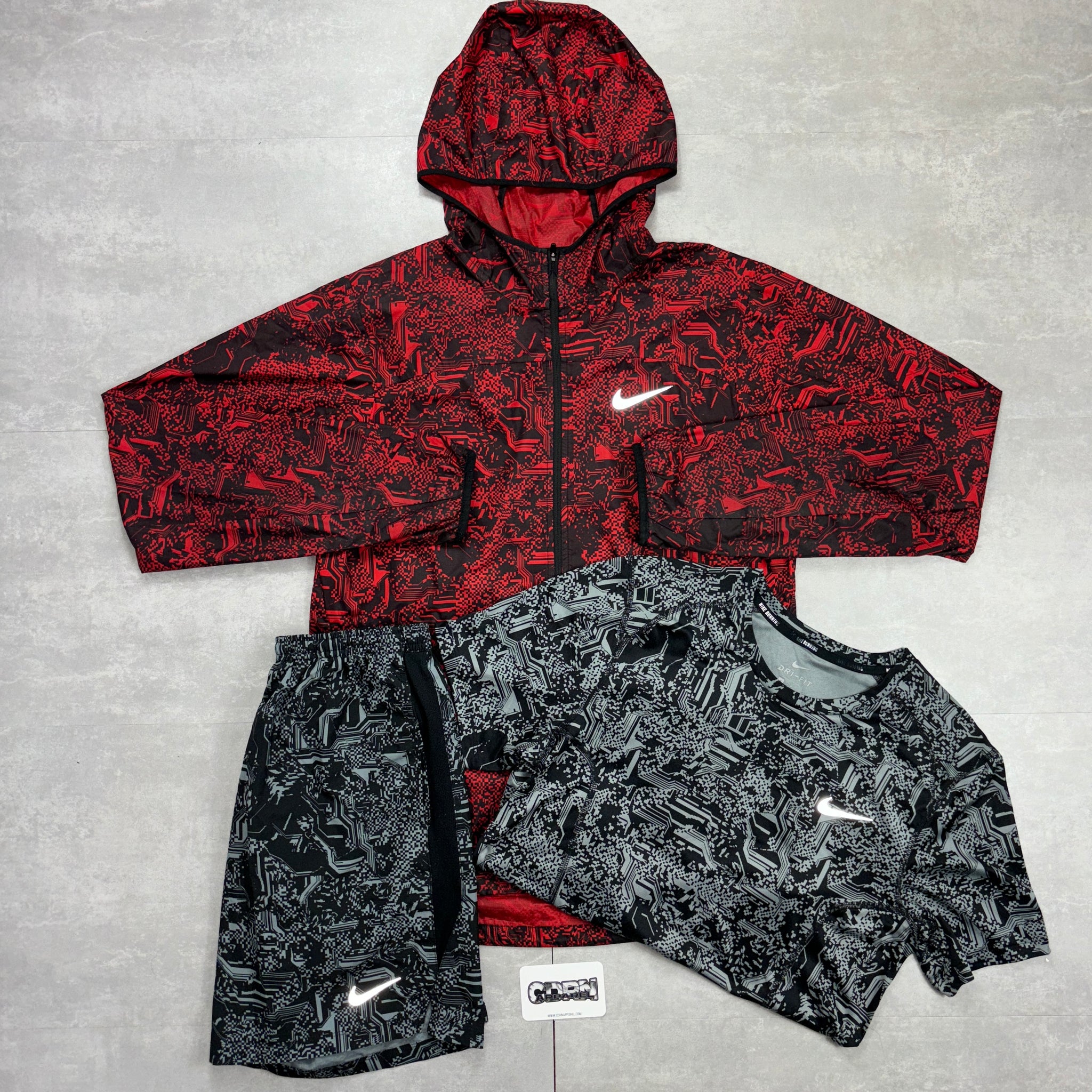Nike Digital Windbreaker & Tshirt Set - Red/Black