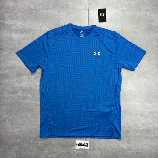 Blue Under Armour Geo Tessa Vent T-Shirt & Black 7” Speed Pocket Shorts
