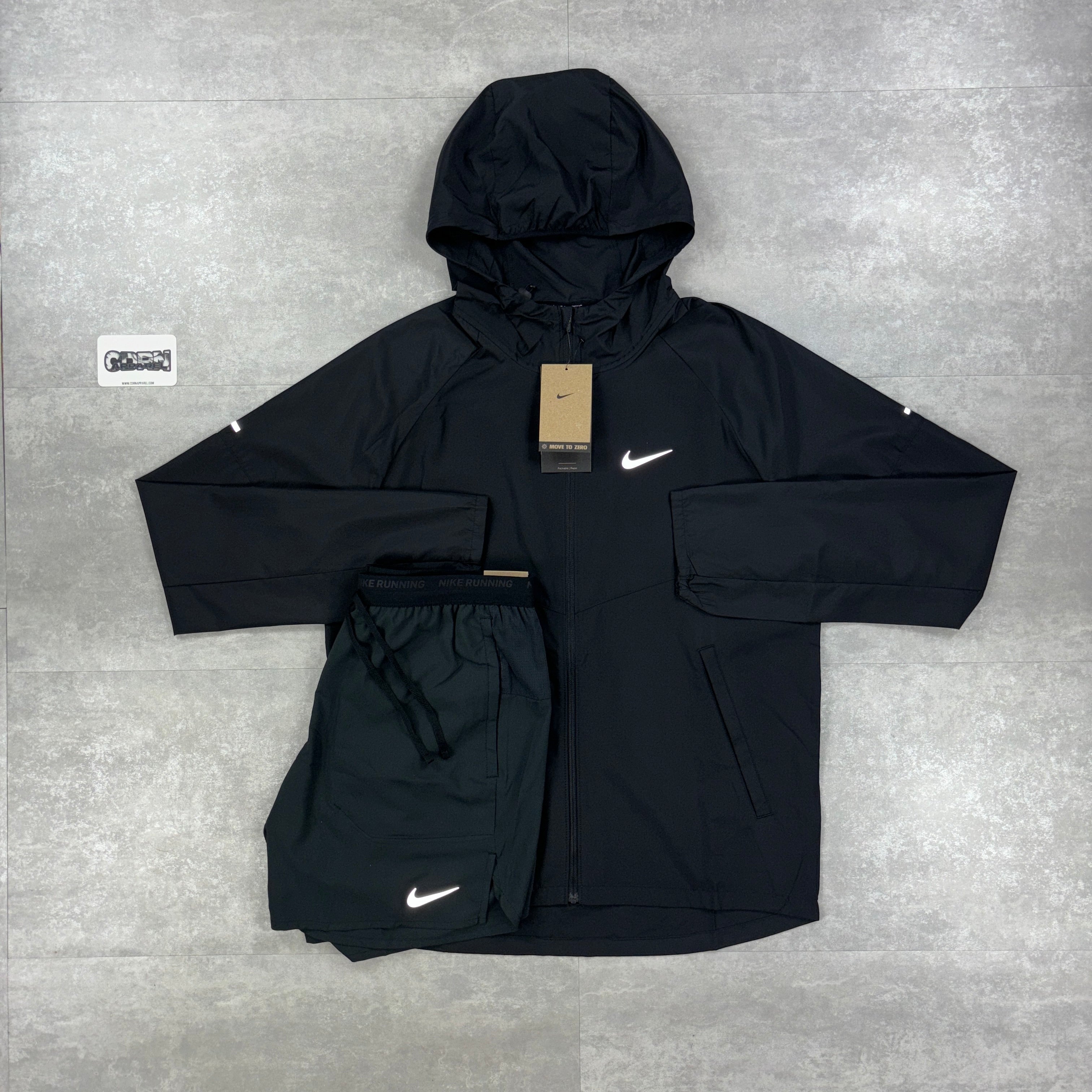Nike Miler Black Repel Windbreaker Jacket & 7” Black Nike Flex Strides