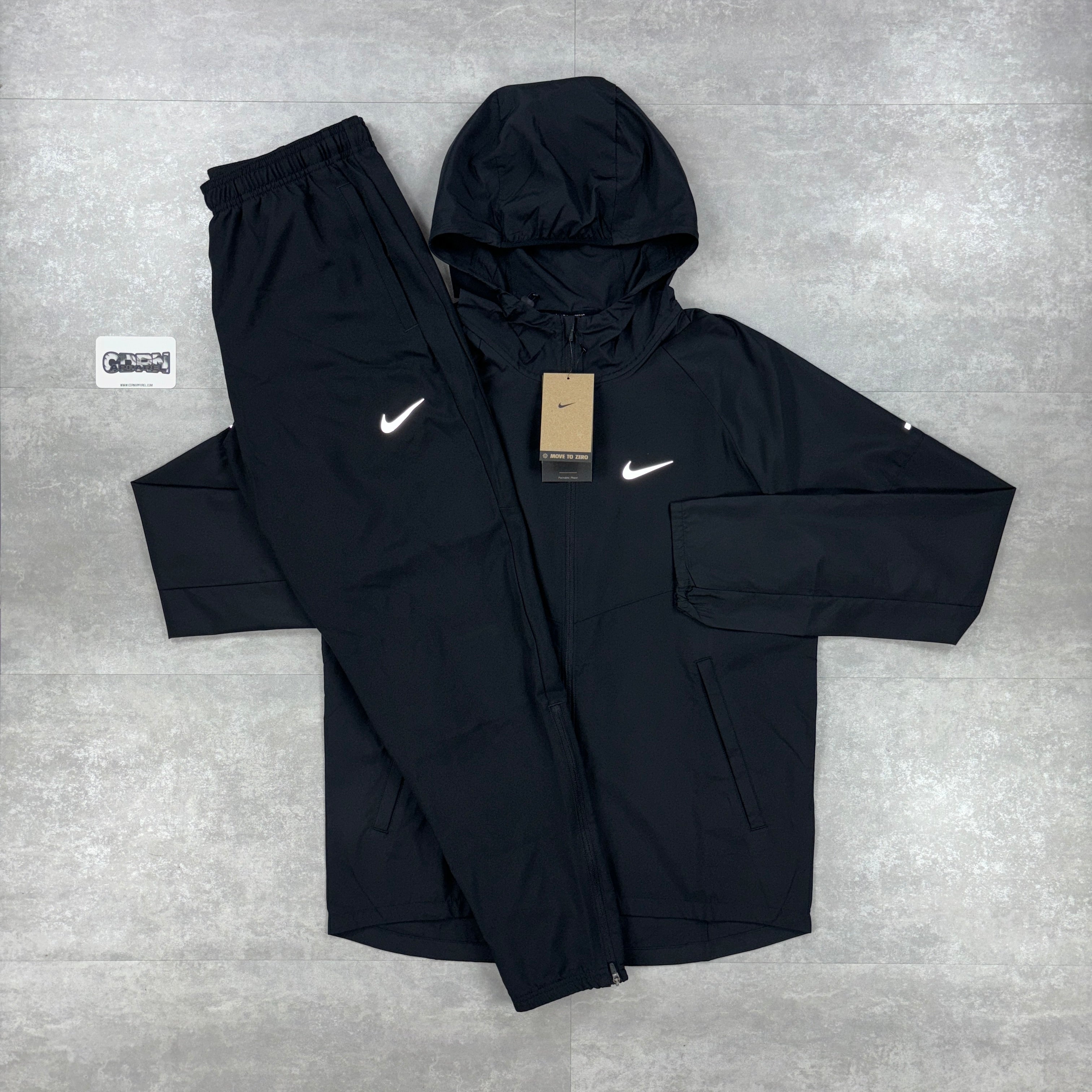 Nike Black Miler Repel Windbreaker Jacket & Black Challenger Pants Set