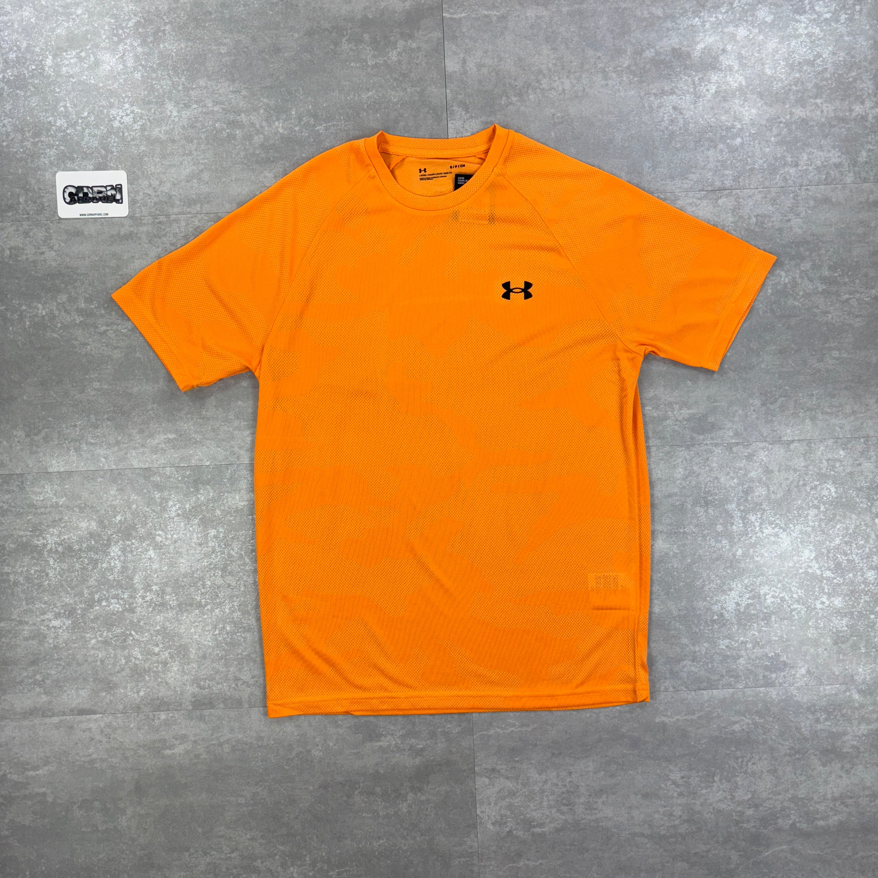 Under Armour Orange Jacquard Print T-Shirt & 7” Black Speed Shorts